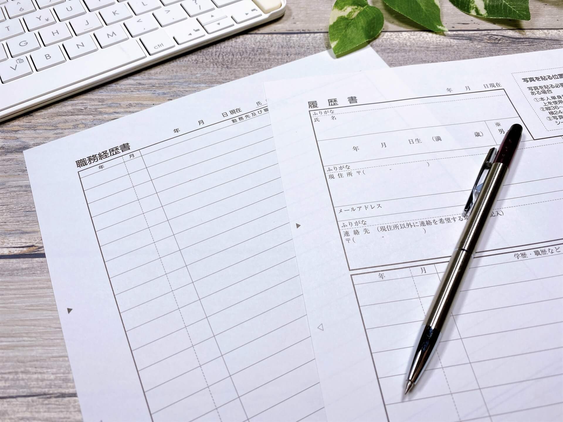 履歴書、職務経歴書、ボールペン